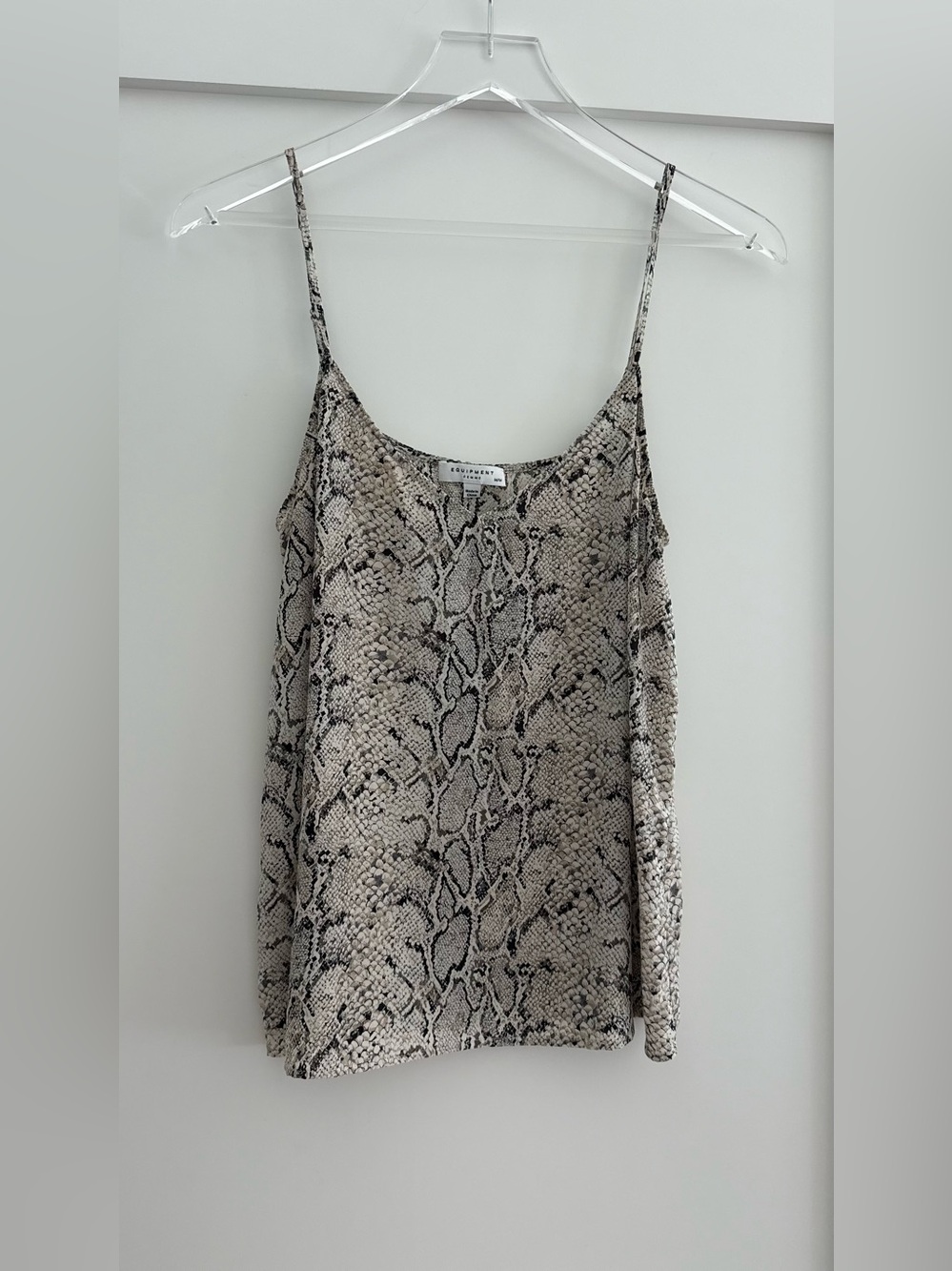 Equipment Snake Print Silk Camisole in Beige and Black